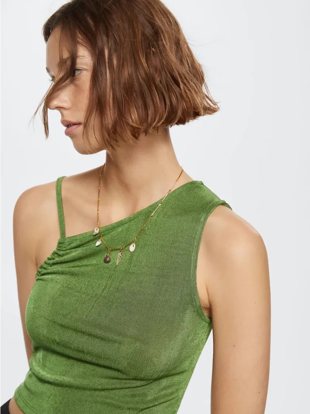 Mango Green One-Shoulder Top